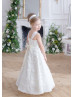 Cute Ivory Chiffon Strappy Flower Girl Dress